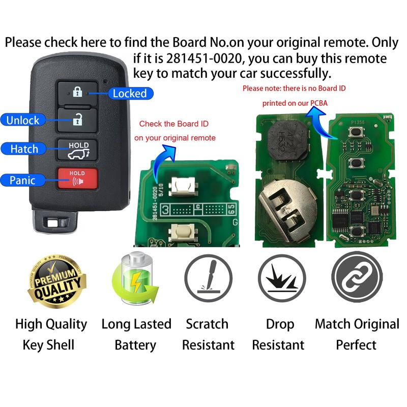 Keyless Entry Remote Control Smart Key Fob for Toyota RAV4