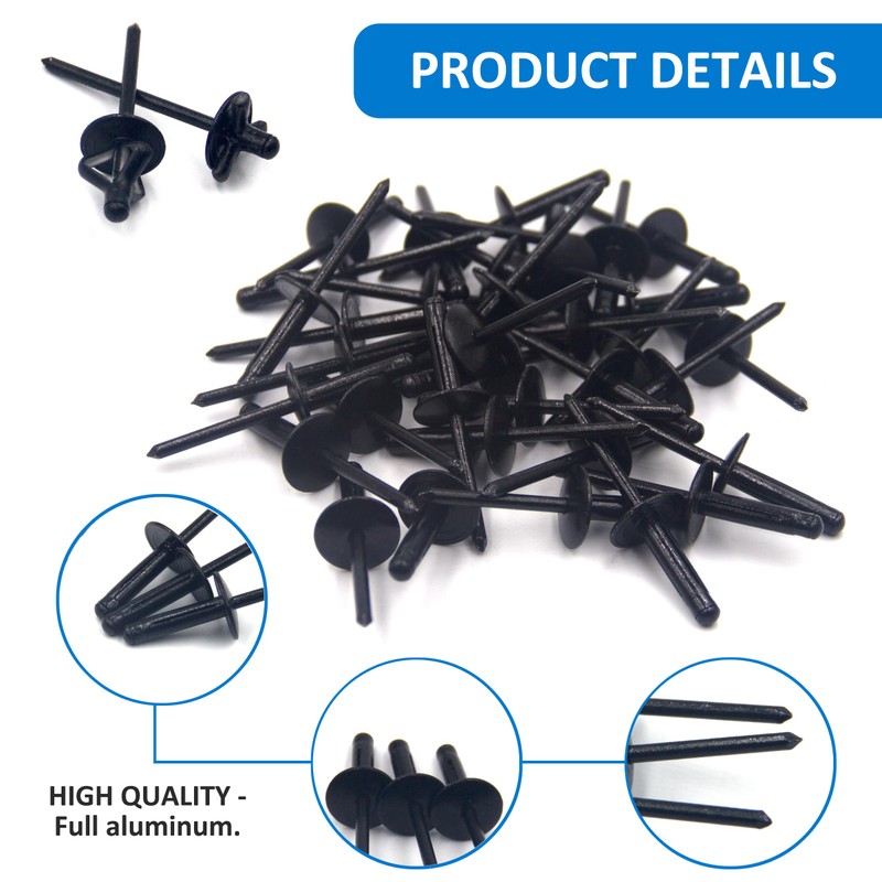 BESTYCHAO 60pcs Tri-Fold Exploding Large Head Aluminum Blind Rivet Pop