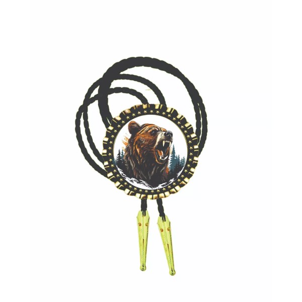 Neckties clothing accessories photo art custom made bolos Grizzly Bear