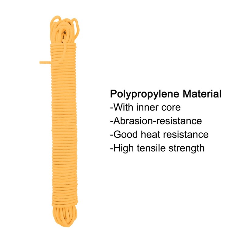 QUARKZMAN Polypropylen-Seilgeflecht 30M/98.5ft 1/4" Gelb für den Innen- und Außenbereich