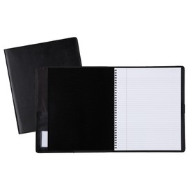 Cambridge Business Notebook Cover, 11" x 8-1/2", Portfolio, Padfolio, Refillable, Business Card / Pen Holder, Black (06591), Large
