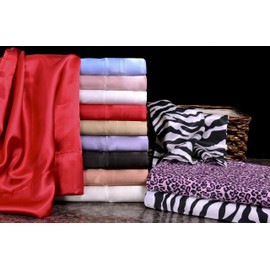 Elite Home Products 100% Luxury Satin Polyester Solid Sheet Set, Queen, Ivory