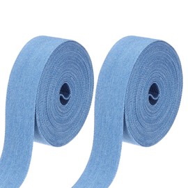 PATIKIL 1" Denim Ribbon, 2 Roll Total 11 Yard Layering Jean Fabric Craft Pure Color Strip for Bow DIY Making Hair Clip Garment Sewing Decorations, Blue