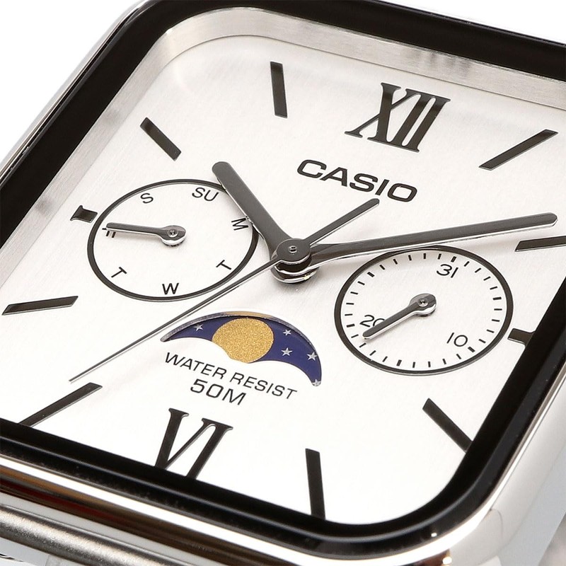 Casio MTP-M3 Series Standard Moon Phase Analog Men's Watch, Metal