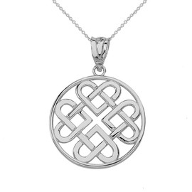 Claddagh Gold Sideways Crosses Women's 925 Sterling Silver Endless Celtic Knot Heart Infinity Pendant Necklace, 16"