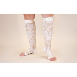 Lymphedivas Darling Tan Medical Graduated Compression Sock Pair 15-20mmHg (Long Open-Toe 15-20 mmHg Large)