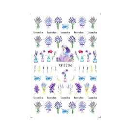 Generic Lavender Bluebell Flower Butterfly Daisy Wintersweet Iris Nail Sticker Xf3206 Nail Wraps Art Stickers Manicure Supplies for Women for Home Nails Full Long Lasting Easy Apply and Remove