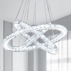 diisunbihuo Modern LED Chandeliers Crystal Chandeliers Ceiling Light Three Rings Pendant Light with Acrylic for Bedroom Dinning Room Hallway(Cool White 30/40/50)