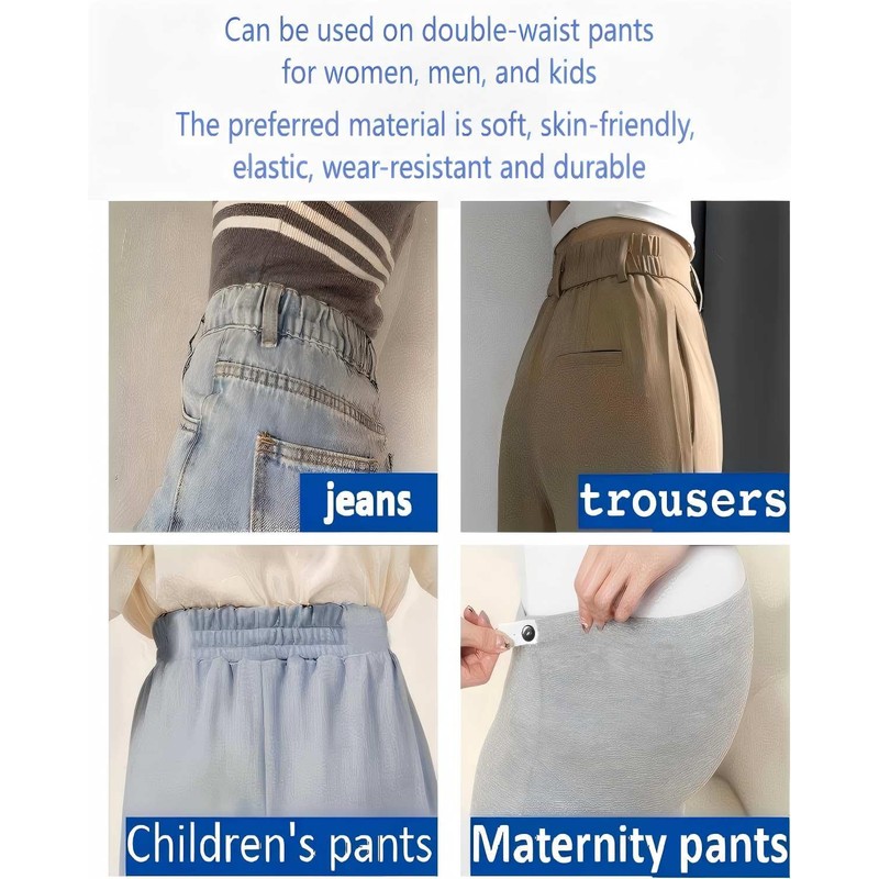 Manordlier Elastic Waist Tightener for Pants with Transparent Resin Buttons