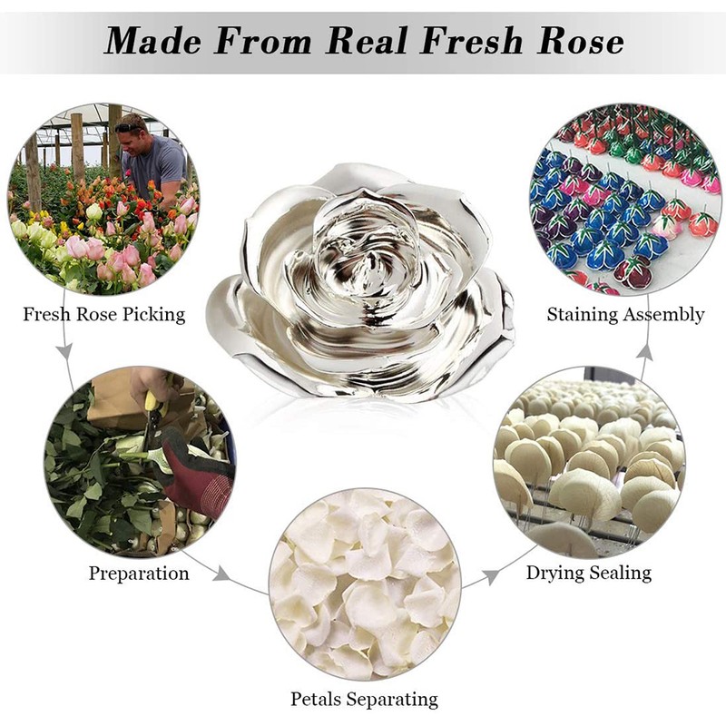 24k Gold Rose Flower Long Stem Straight Handle Ornament Handcrafted