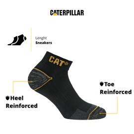 Caterpillar 6/12 Pairs of Men's Work Trainer Socks with Reinforced Heel and Toe