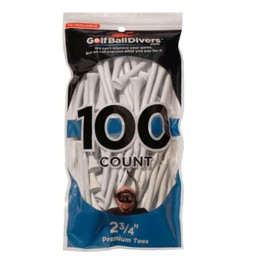 Golf Ball Divers 100 Pack Golf Tees in a resealable bag - Professional Bamboo Golf Tees - Stronger Than Wooden Golf Tees Biodegradable & Less Friction (2-3/4 Inch, White)