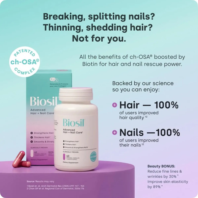 Biosil Cabello Y Uñas Fortalece Biotina 60 Cápsulas