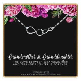 Grandmother Granddaughter Gifts • Sterling Silver • Grandma Granddaughter Necklace • Gift for Grandma Jewelry • Thoughtful Gift from Granddaughter • Unique Birthday Gifts for Grandma • Mother's Day