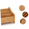 TOVINANNA Bamboo Storage Box Three Compartments Multi-function Desk Organizer for