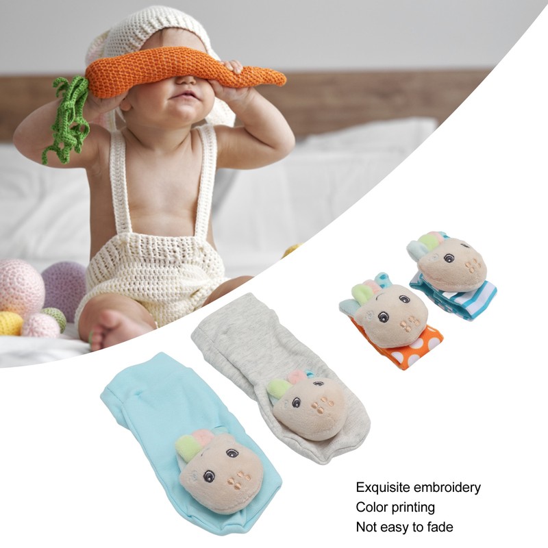 4pcs Baby Rattle Socks Cute Octopus Shape Soft Light Adjustable