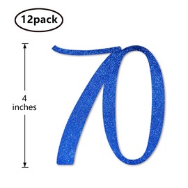 Blue Glitter 70th Birthday Centerpiece Sticks, 12-Pack Number 70 Table Topper Anniversary Party Decorations