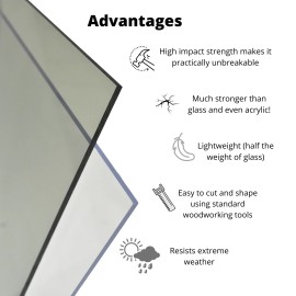 BuyPlastic 7130 Gray Polycarbonate Plastic Sheet  3/16" x 12" x 48" Lexan panel