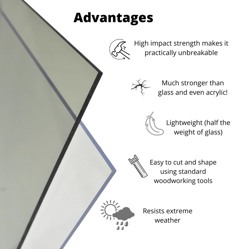 BuyPlastic 7130 Gray Polycarbonate Plastic Sheet 3/16" x 12" x
