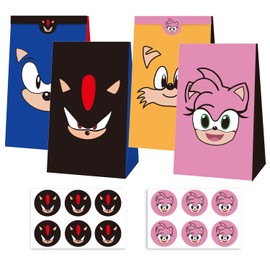 12 Pcs Sonic Party Bags for Girls Boys, Sonic Birthday Gift Party Bags for Kids, Sonic Birthday Party Supplies for Boys Girls