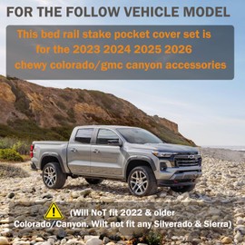 2024 Upgraded Covers Compatible with 2023-2026 Chevy Colorado/GMC Canyon Accessories, Silicone Rear Bed Rail Stake Pocket Plugs Hole Caps (2PCS)