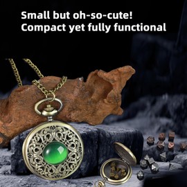 Mini DND Dice Set with Watch Shell and Keychain, Portable 7PCS Polyhedral Metal Dice Set Perfect for Dungeons and Dragons Gifts, MTG, Role Playing Board Games Accessory (Ancient Silver)