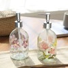 17oz Flower Glass Soap Dispenser Bottle with Plastic Pump,Set of