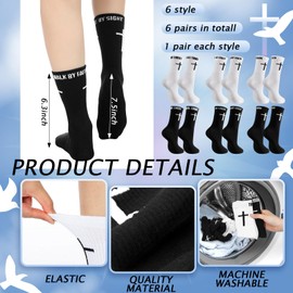 Chicingyou 6 Pairs Christian Cross Socks Inspirational Religious Crew Socks with Bible Verse for Men Women Catholic Saint God (White, Black)