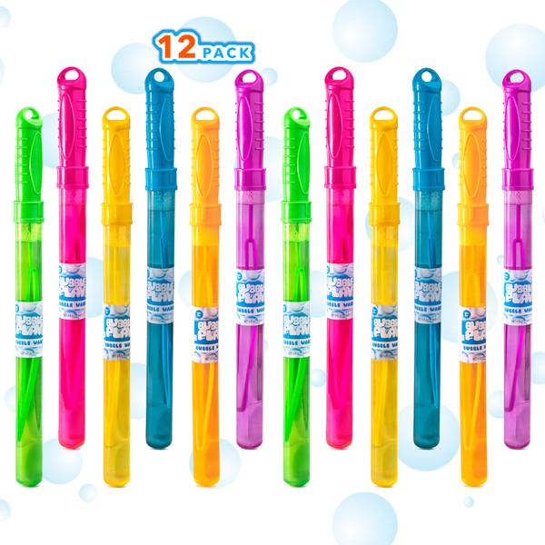 Bubble Play Giant Bubble Wands for Kids, 12 Pack - 14", Super Value Party Favors and Summer Toys Fun