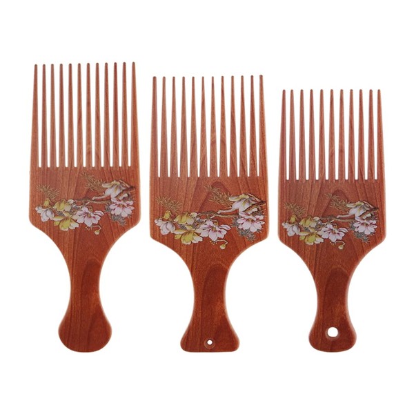 LALAFINA 3 Packs Afro comb for men wooden hair pick afro pick Combs, Afro Picks