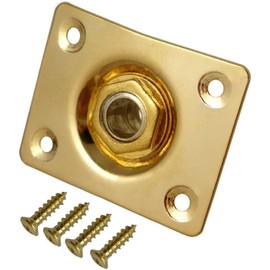Square Metal 1/4 Output Jack Plate Input Jack Socket for Electric Guitar Bass (Gold)