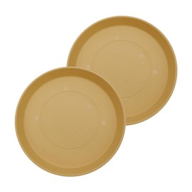 The HC Companies Round Prima Flower Pot Saucers - Plastic Plant Saucer for Outdoors & Indoors - Traditional Plant Pot Trays for Water Drainage -Durable Plant Tray (12-inch Honey, Pack of 2)