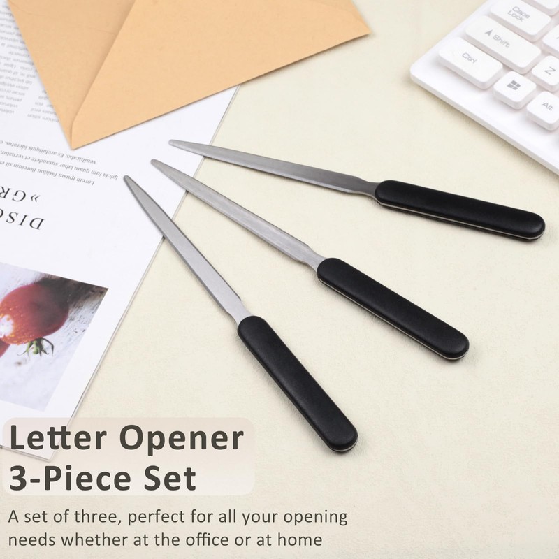 3 Lightweight Stainless Steel Envelope Openers – One-Piece Design Mail