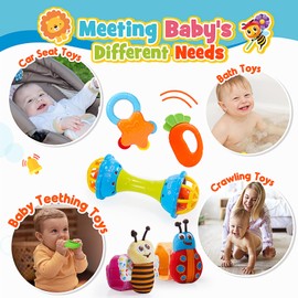 Baby Toys 0-6-12 Months, Exssary 14PCS Montessori Toys for 1+ Year Old Teething Toys for Babies Newborn Toys 0-3 3-6 6-12 12-18 Months Baby Rattles Socks 1 2 Year Old Boy Girl Gifts
