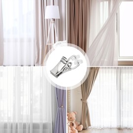50 PCS Curtain Clips, Silver Curtain Rings, Curtain Accessories, Small Curtain Clips, Shower Curtain Clips, Hanger Hanging Clips for Bedroom, Home Decoration, Photos, Art Craft Display