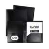SUNEE 2 Pocket Folders with Prongs (3 Pack, Black) Plastic