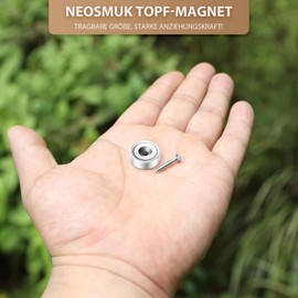 Neosmuk Magnets with Hole, Strong Round Magnets for the Wall, Magnet with Screw for Wood, Neodymium Disc Magnet with Hole in the Centre, 17 mm Flat Magnet (Pack of 4)