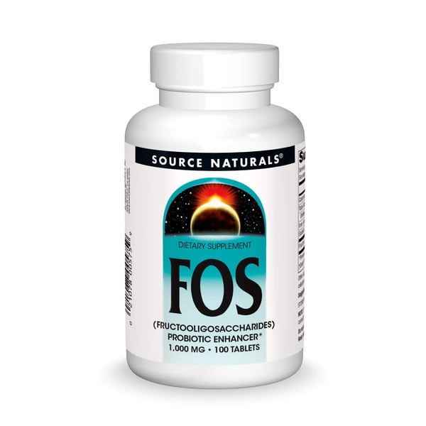 Source Naturals FOS 1000 mg Fructooligosaccharides Probiotic Enhancer - 100 Tablets