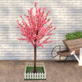 Artificial Cherry Blossom Trees for Home Decor Pink Faux Cherry Blossom Tree Fake Cherry Tree Cherry Blossom Tree for Indoor Outdoor Office Wedding Party Decor (5FT Tall/1.5M)