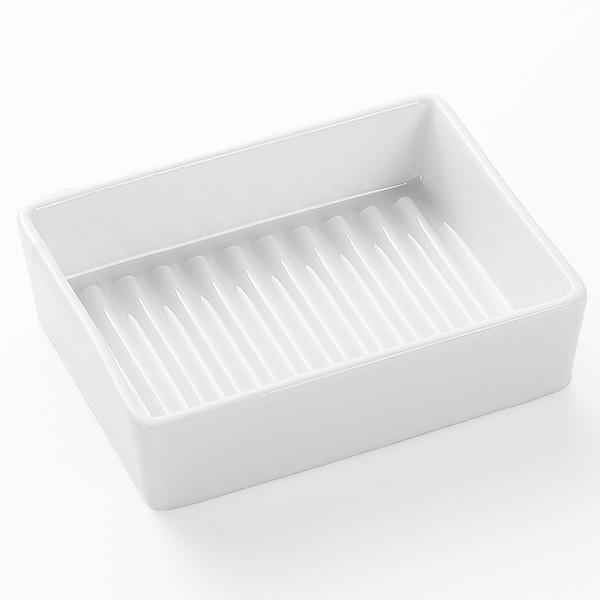 Eyrozia White Rectangle Soap Dish - Modern Ceramic Hand Soap