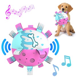 SUPERPAWS 6'' Colorful Dog Toy Soccer Ball with Straps for Dog, Outdoor Interactive Tug of War, Puppy Birthday Gift, Dog Water Toys, Durable Dog Ball for Small and Medium Large Dogs (Pink and White)