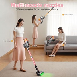 Cordless Vacuum Cleaner, 550W 65Kpa 40Mins Vacuum Cleaners for Home, LED Screen Stick Vacuum Cleaners, Anti-Tangle and 1.2L Dust Cup, 4 in 1 Lightweight Vacuum for Hardwood Floor Carpet Pet Hair