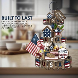 AONEHOME Adjustable 3 Tiered Tray Stand with Farmhouse Decor, Brown Tiered Tray Decorative Trays – 3 Tier Cupcake Stand - 3 Tier Serving Tray - Tiered Tray Decor for Fruits Display Coffee Stand