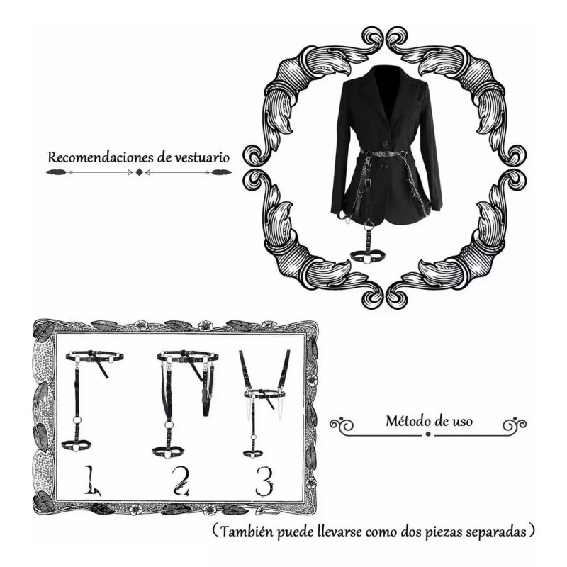 JuanShop Arnes Liguero Con Cadenas Punk Cinturón Tirantes Gothic