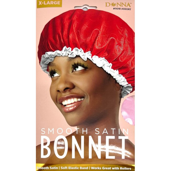 DONNA Smooth Satin Bonnet, Soft Elastic Band Sleep Cap for