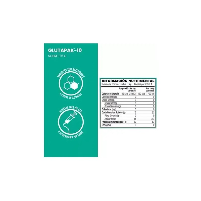 Kit C10 Pz Glutapak-10 Sobre Con 15g Glutamina Polvo Victus