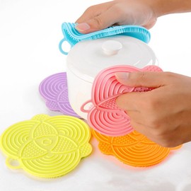 Silicone Dish Scrubber, Sponge Dish Brush Food Grade BPA Free Reusable Rubber Sponges for Kitchen Dishes Fruits Vegetables Washing and Cleaning Safe and Dry Fast Multipurpose (5 Pack)