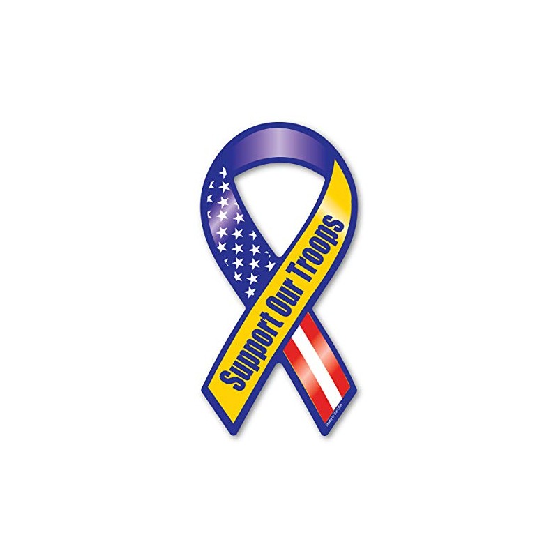 Magnet America Support Our Troops Blue & Yellow Mini Ribbon