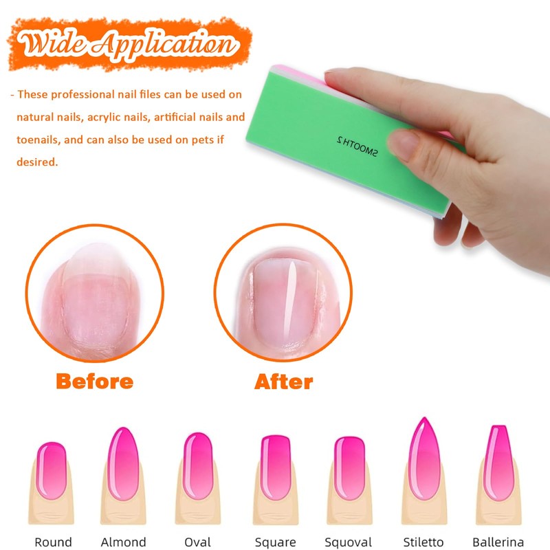 NICECONE 3 Pack 4 Way Nail Buffer for Natural and