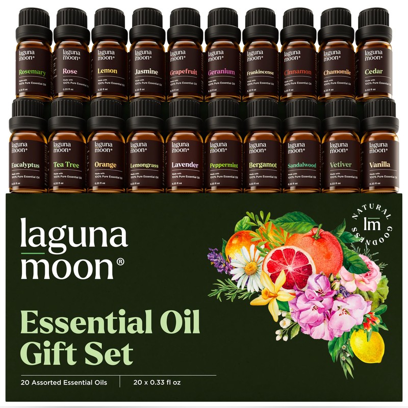 Lagunamoon Premium Essential Oils Set,Top 20 Pure Natural Aromatherapy Oils